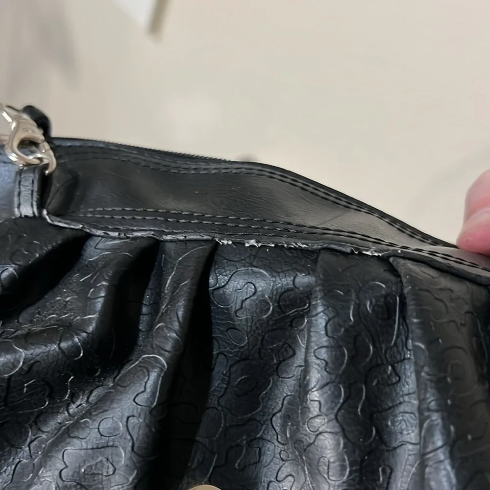 Women’s Mini Volcom Black Pleather Cheetah Embossed Clutch Purse